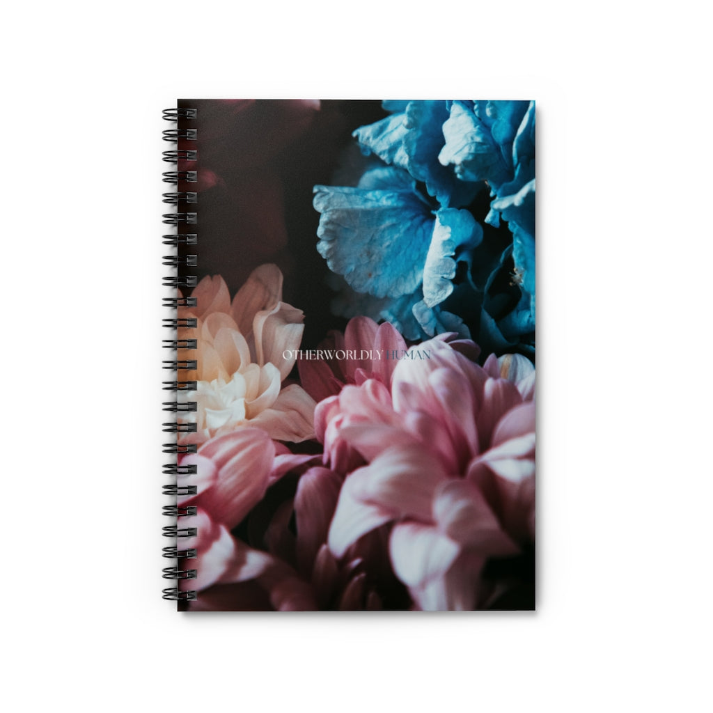 Blue and Pink Floral Otherworldly Human Spiral Notebook