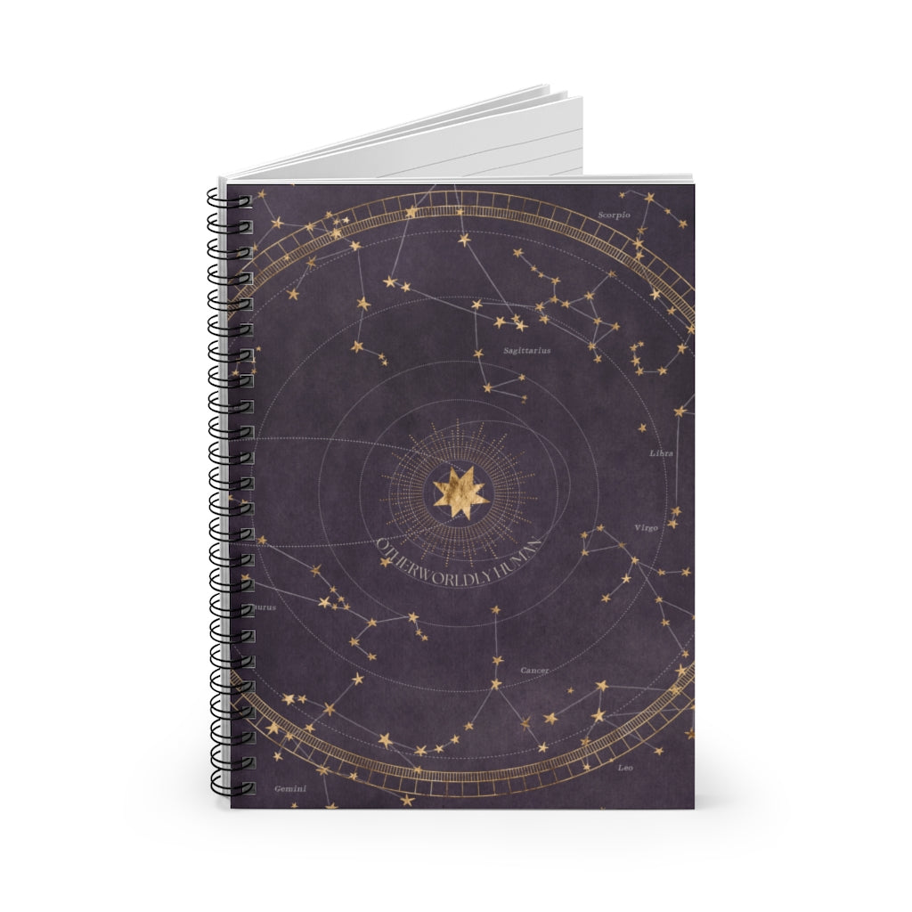 Purple Zodiac Otherworldly Human Spiral Notebook