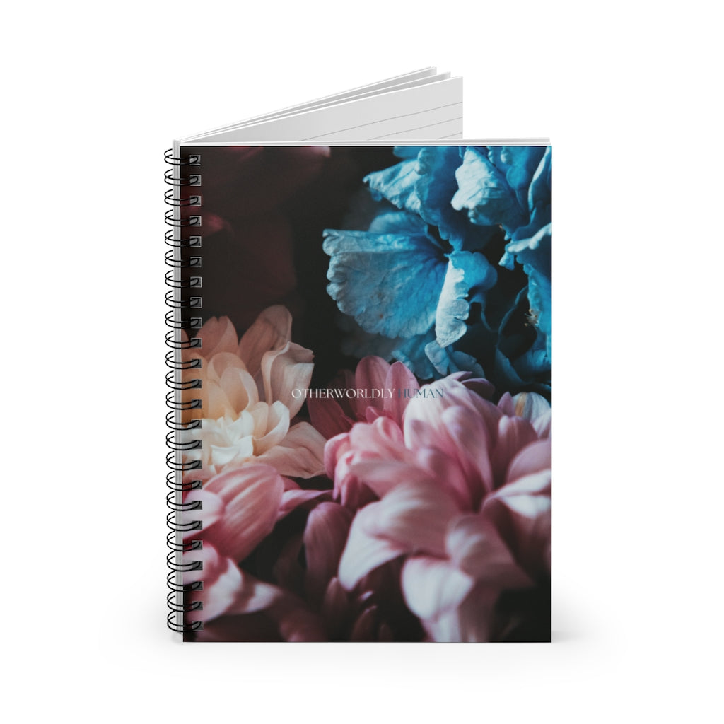 Blue and Pink Floral Otherworldly Human Spiral Notebook