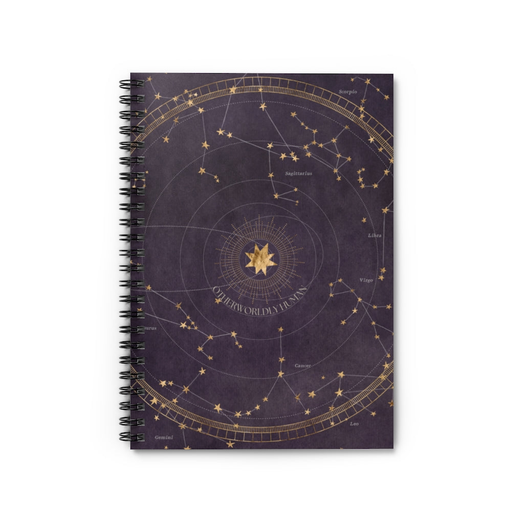 Purple Zodiac Otherworldly Human Spiral Notebook