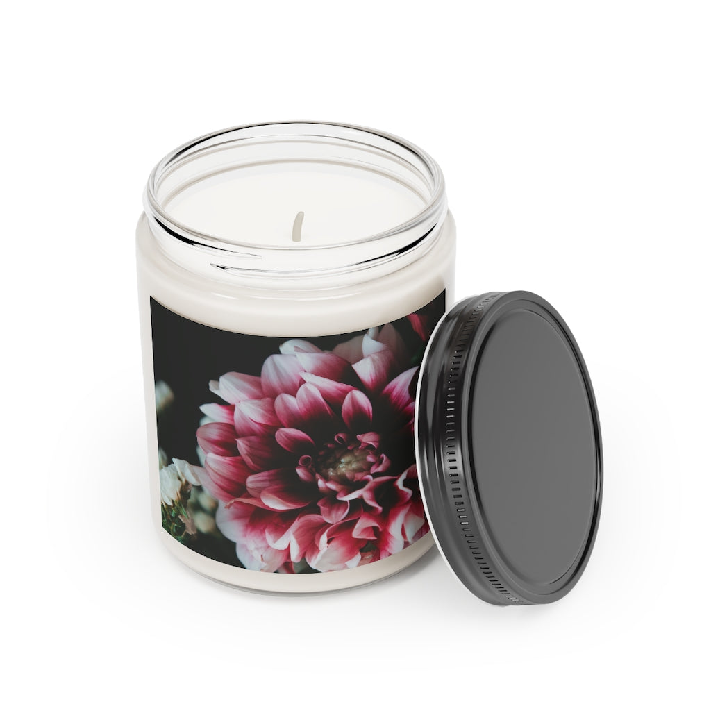 Moody Red Flower Vegan Soy Coconut Wax Scented Candle, 9oz